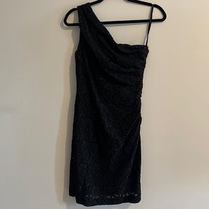 Ralph Lauren one shoulder black crochet dress